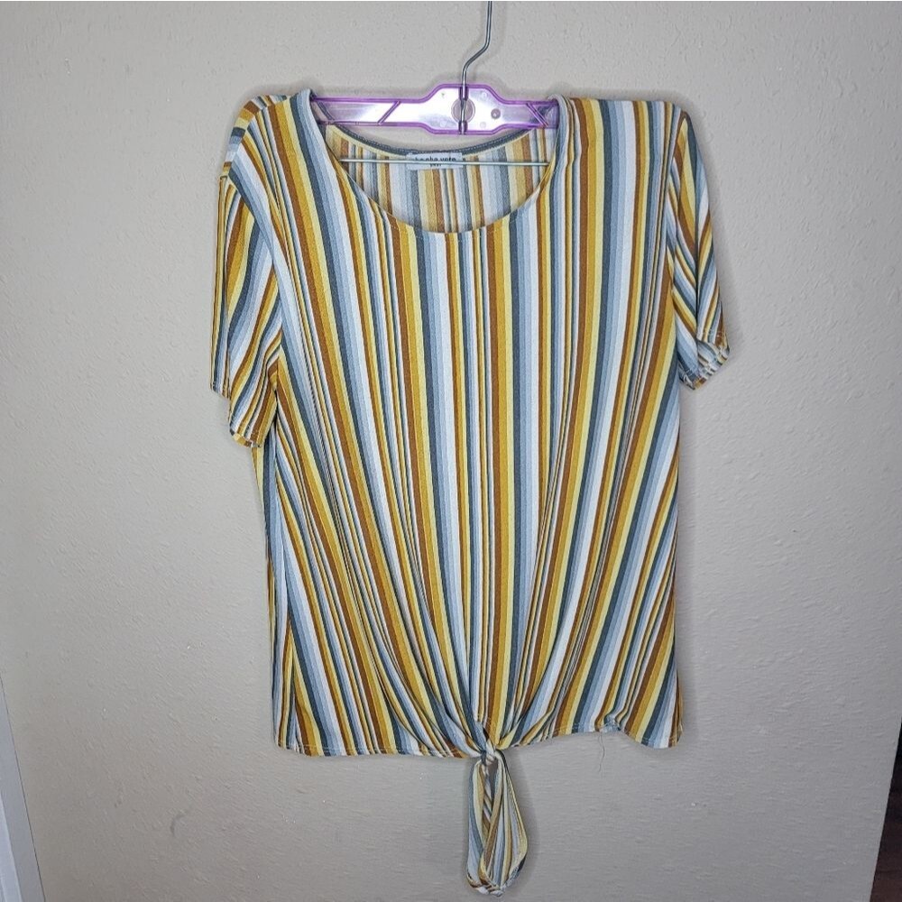 Cha Cha Vente Striped Knot-Front Top